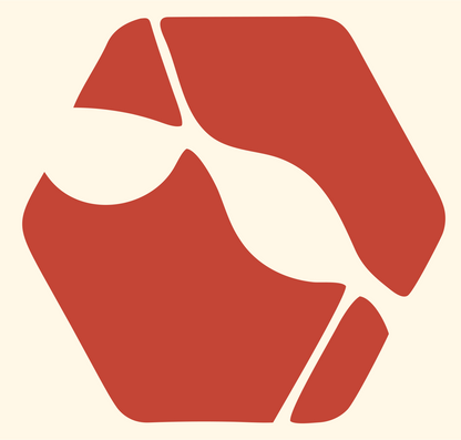 Negative Space Hexagon Libra Mark #fff8e7/#c44536