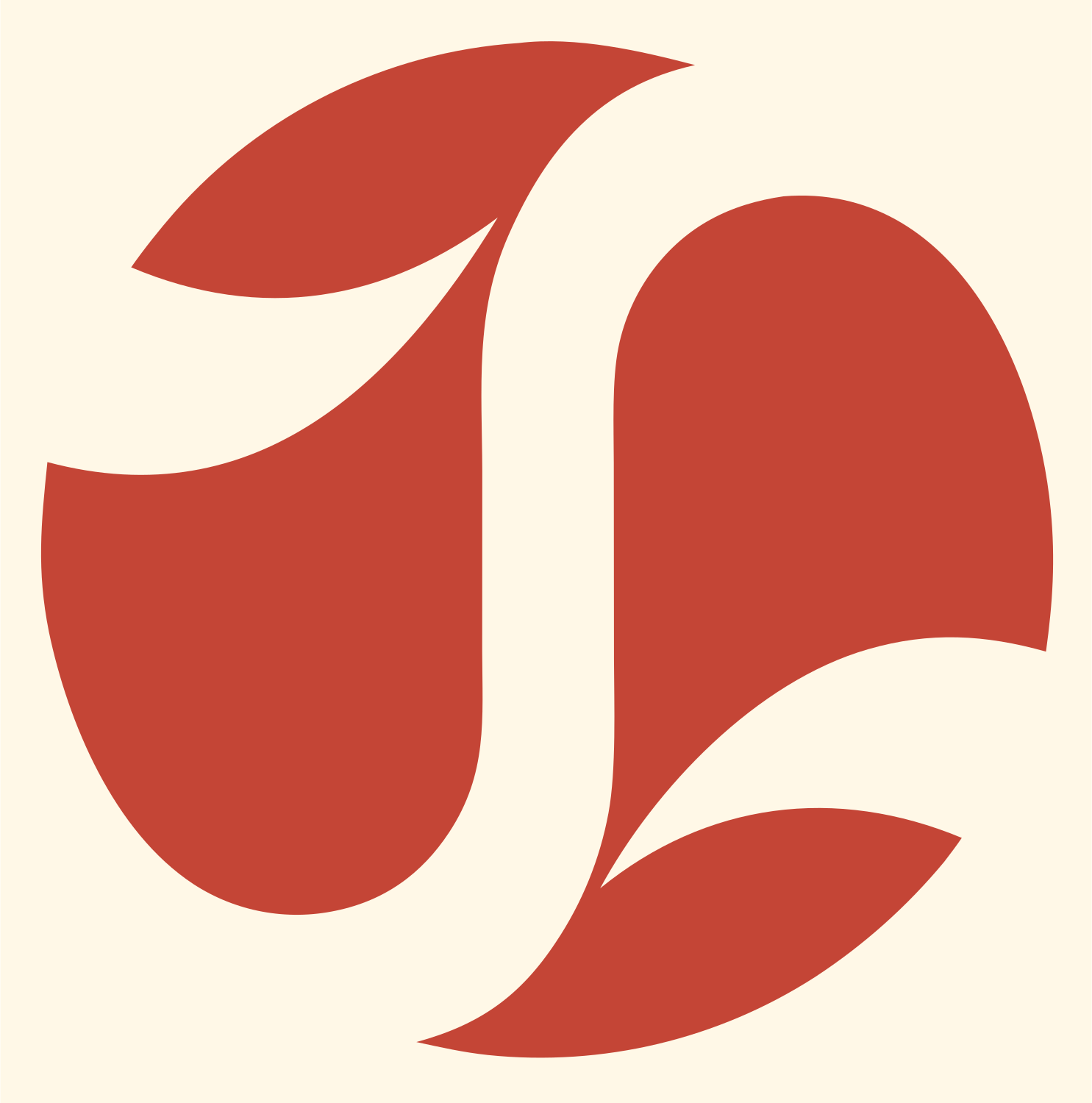 Negative Space Leaf Circle Badge #fff8e7/#c44536