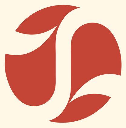 Negative Space Leaf Circle Badge #fff8e7/#c44536