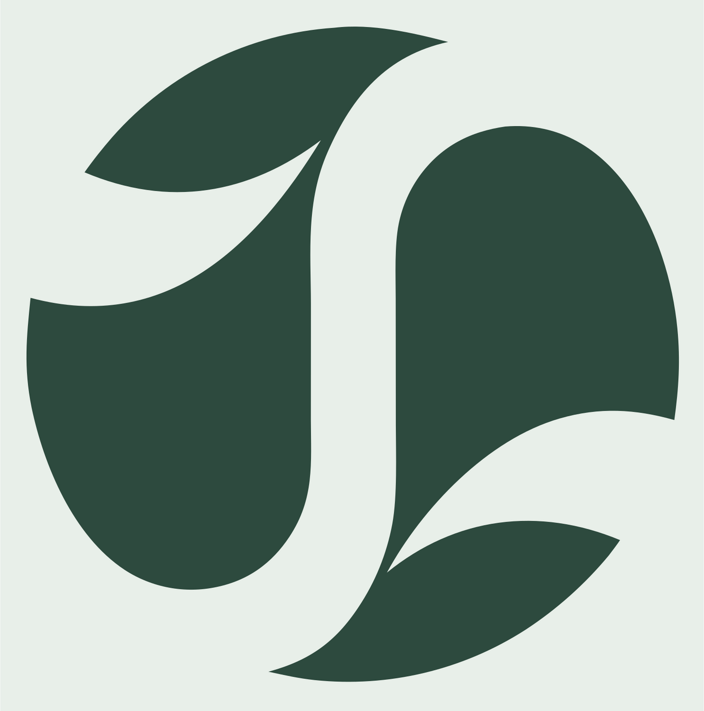 Negative Space Leaf Circle Badge #e8efe9/#2d4a3e
