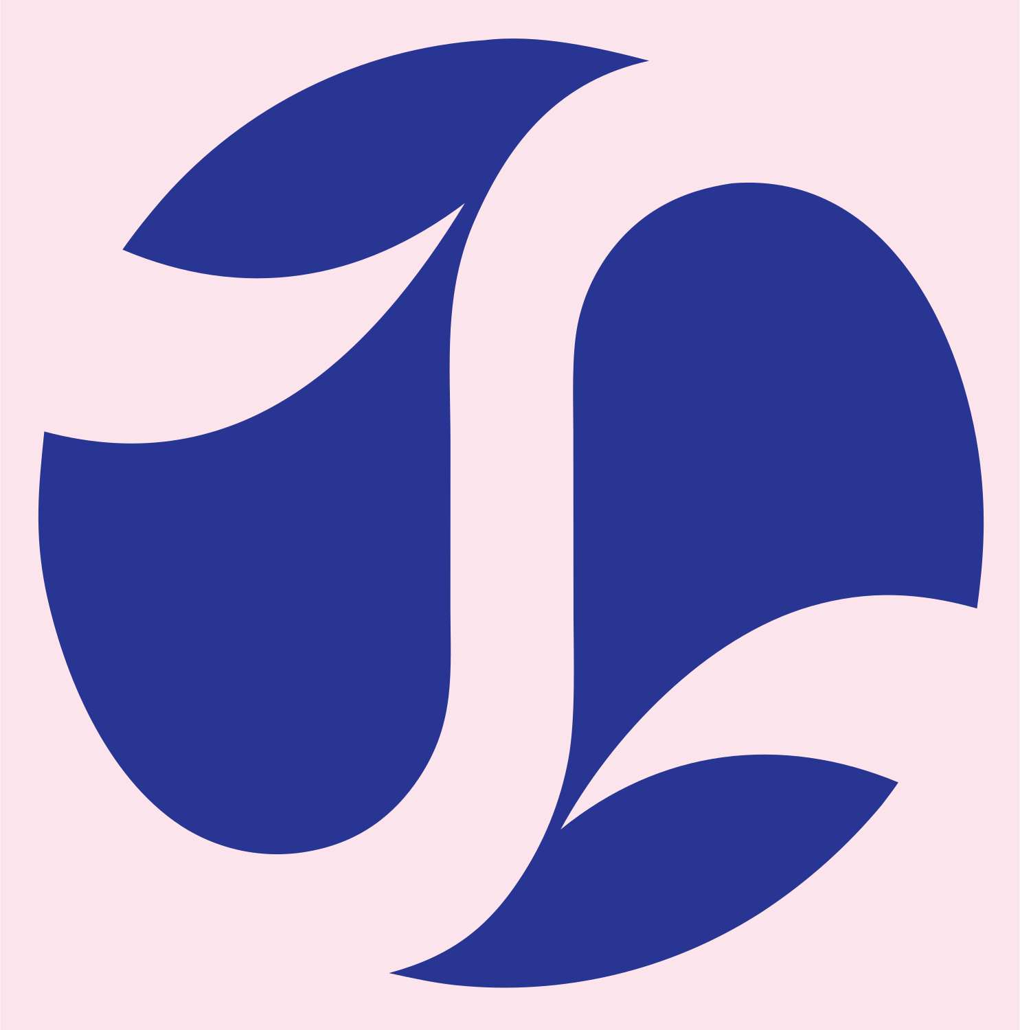Negative Space Leaf Circle Badge #fce4ec/#283593