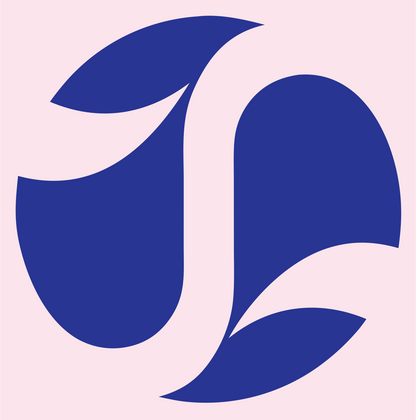 Negative Space Leaf Circle Badge #fce4ec/#283593
