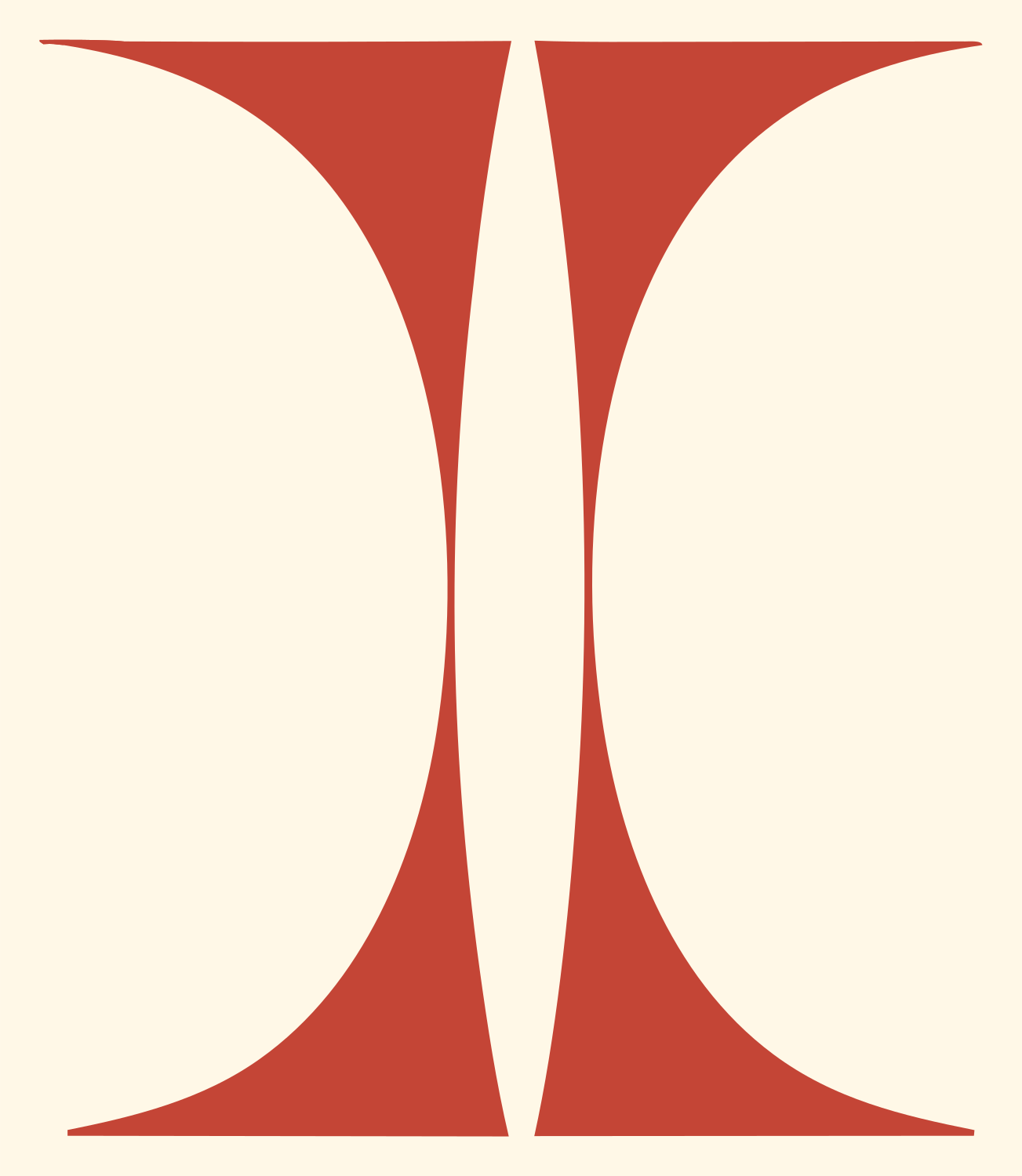 Negative Space Hourglass Libra Mark #fff8e7/#c44536