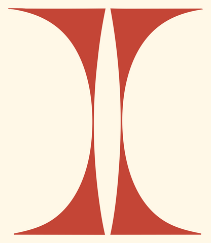 Negative Space Hourglass Libra Mark #fff8e7/#c44536