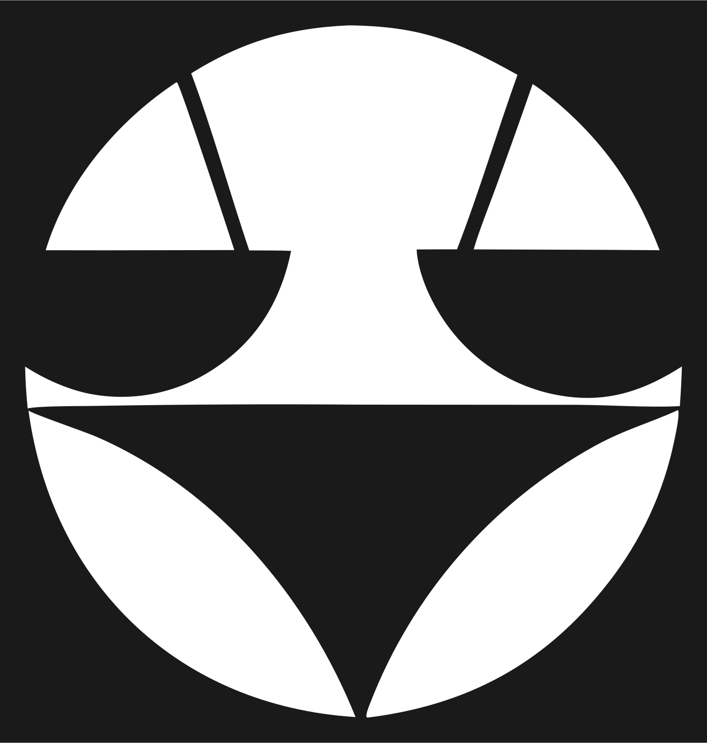 Negative Space Circle Split Badge #1a1a1a/#ffffff