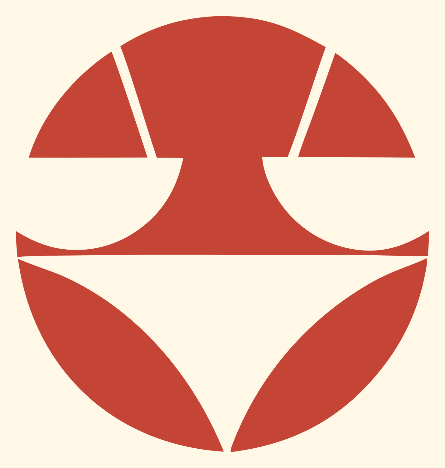 Negative Space Circle Split Badge #fff8e7/#c44536