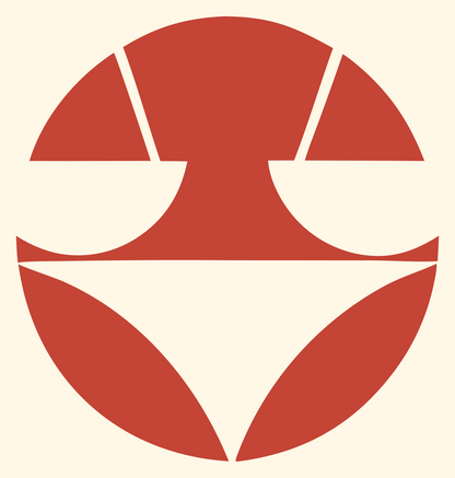 Negative Space Circle Split Badge #fff8e7/#c44536
