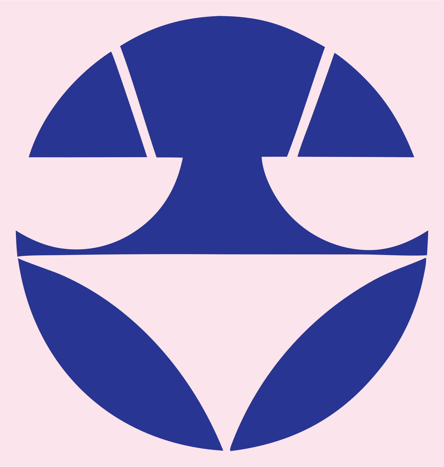 Negative Space Circle Split Badge #fce4ec/#283593
