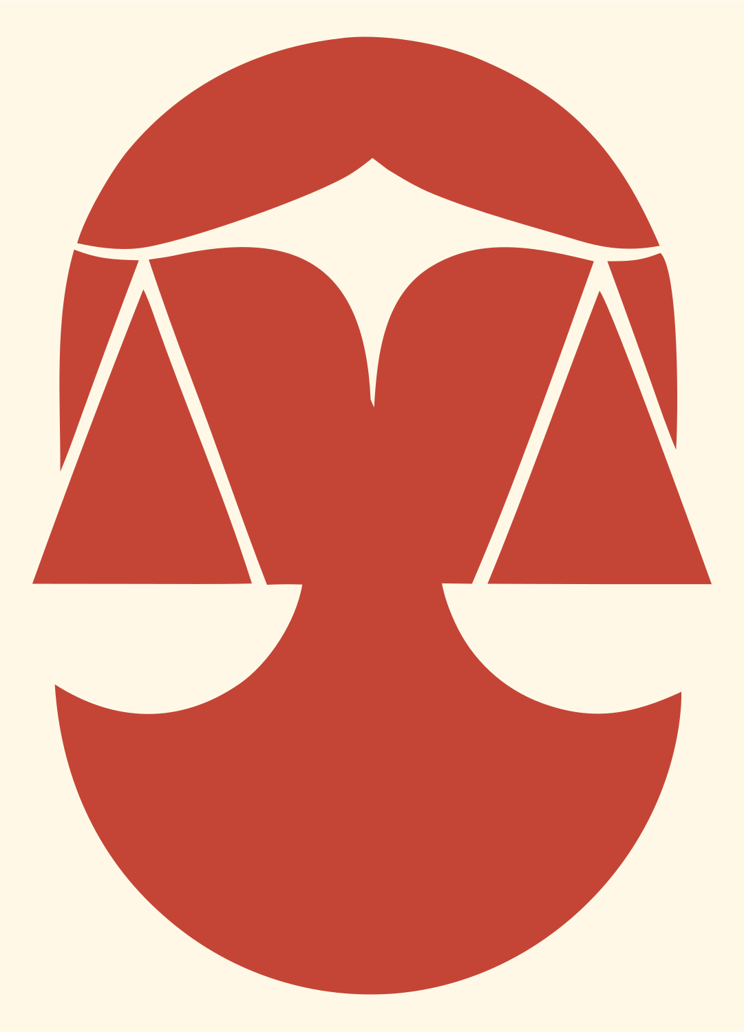 Negative Space Scales Face Emblem #fff8e7/#c44536