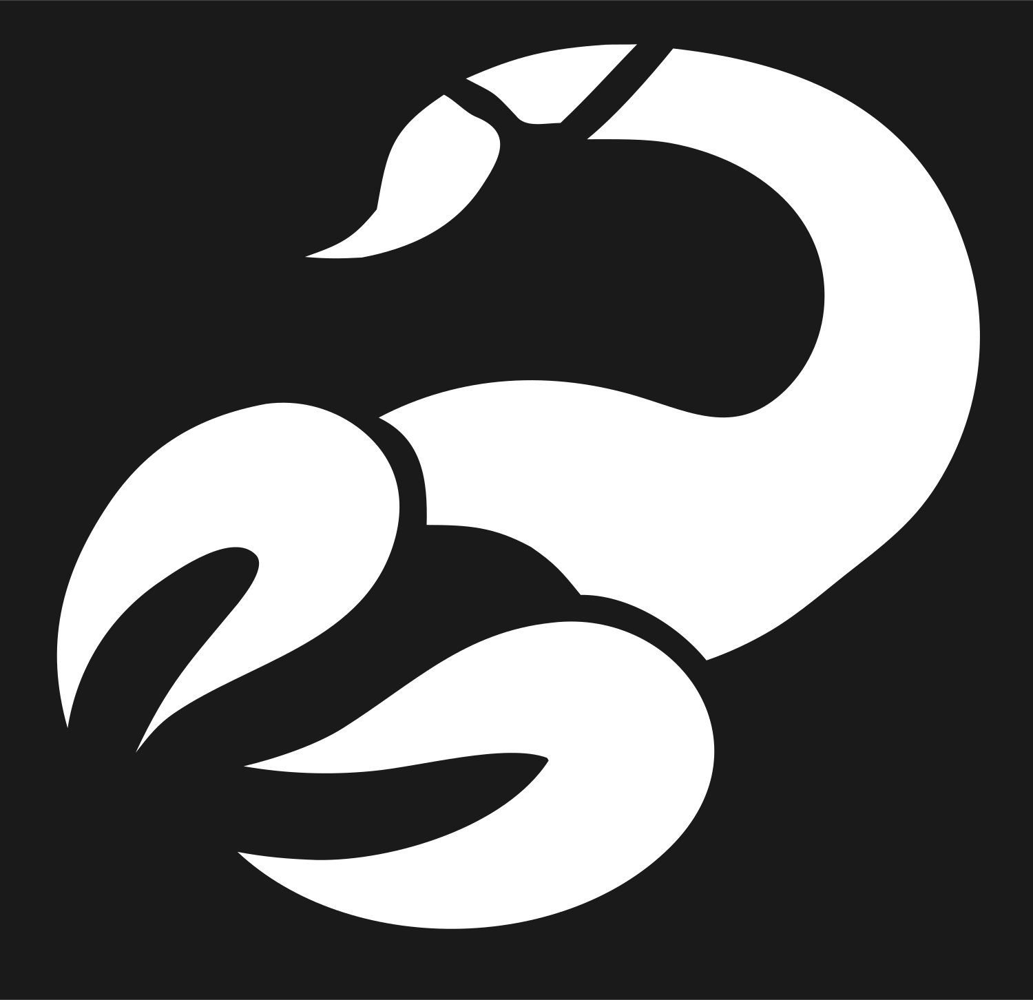 Minimalist Scorpion Claw Emblem #1a1a1a/#ffffff