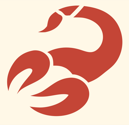 Minimalist Scorpion Claw Emblem #fff8e7/#c44536