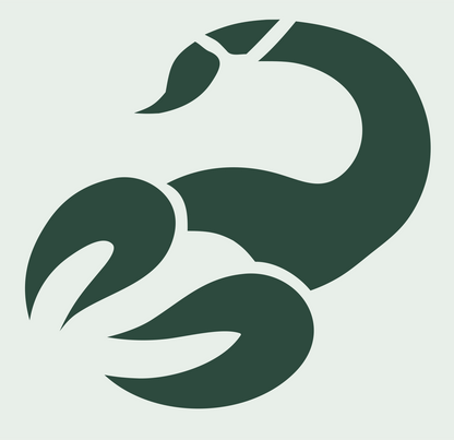 Minimalist Scorpion Claw Emblem #e8efe9/#2d4a3e