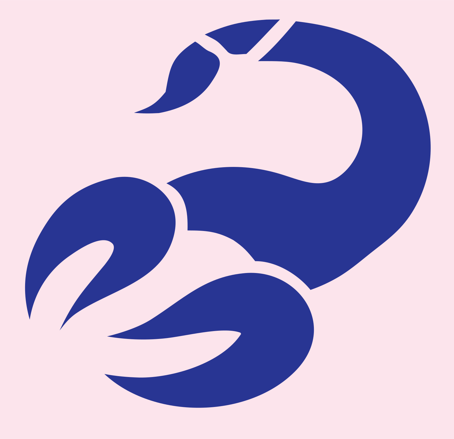 Minimalist Scorpion Claw Emblem #fce4ec/#283593