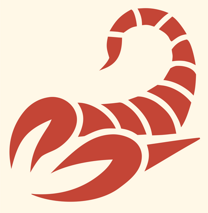 Tribal Scorpion Stinger Crest #fff8e7/#c44536