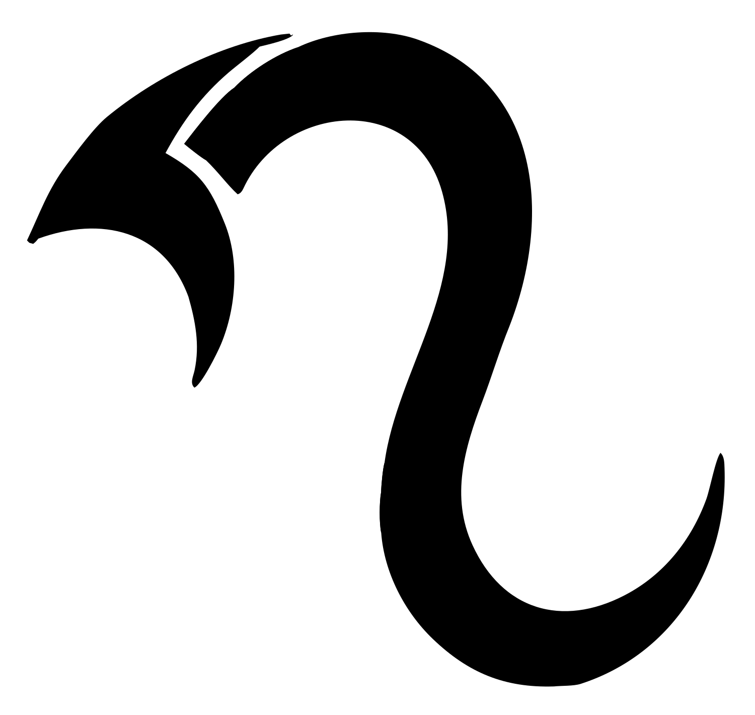 Hand-Drawn Scorpio Tail Mark #ffffff/#000000
