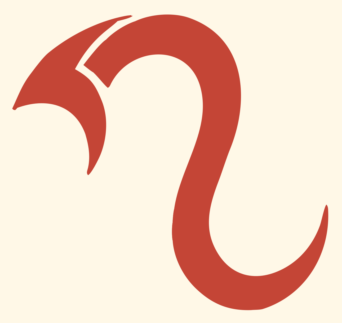 Hand-Drawn Scorpio Tail Mark #fff8e7/#c44536