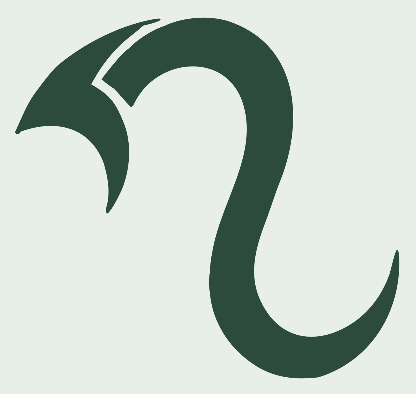 Hand-Drawn Scorpio Tail Mark #e8efe9/#2d4a3e