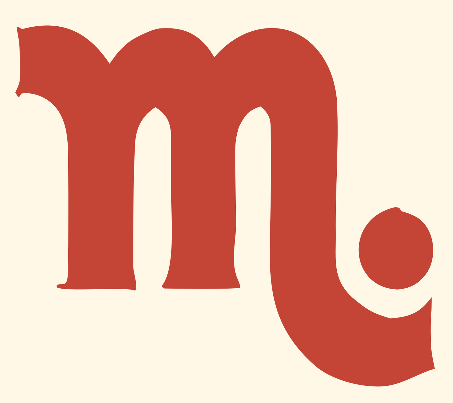 Scorpio Zodiac Glyph Mark #fff8e7/#c44536