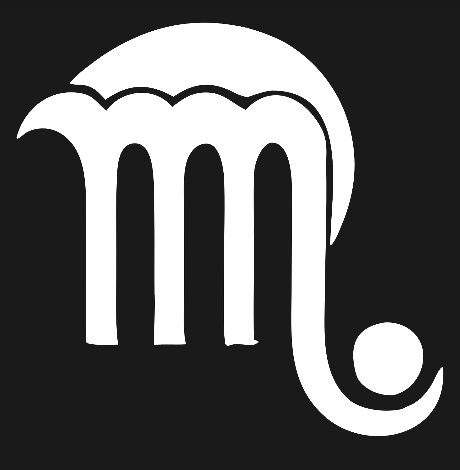 Hand-Drawn Scorpio Symbol Logo #1a1a1a/#ffffff