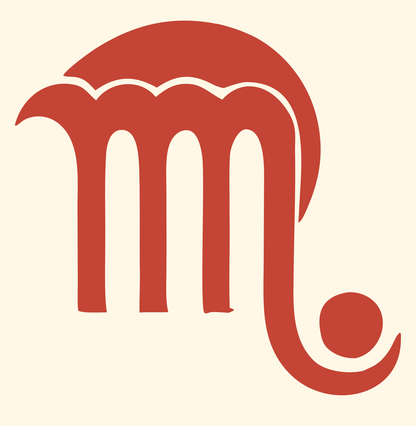 Hand-Drawn Scorpio Symbol Logo #fff8e7/#c44536