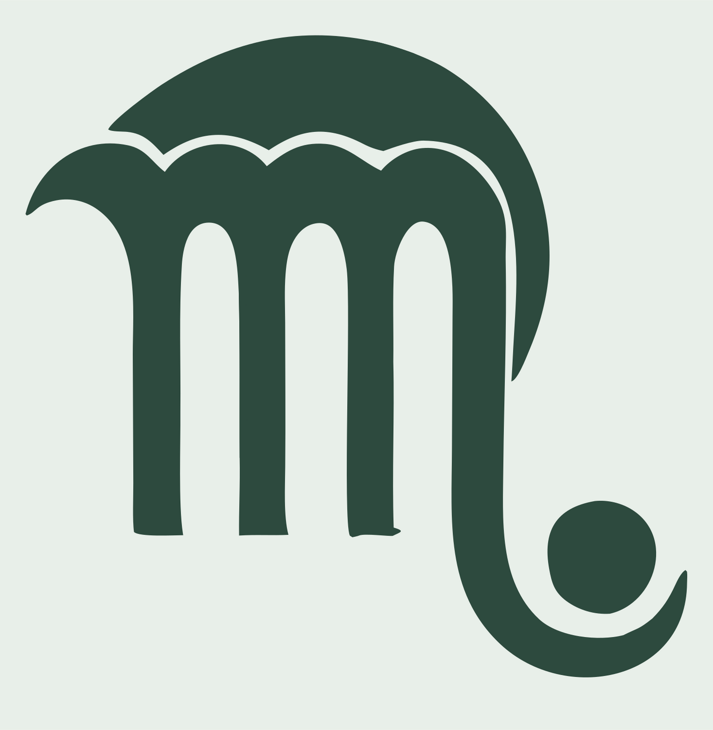 Hand-Drawn Scorpio Symbol Logo #e8efe9/#2d4a3e