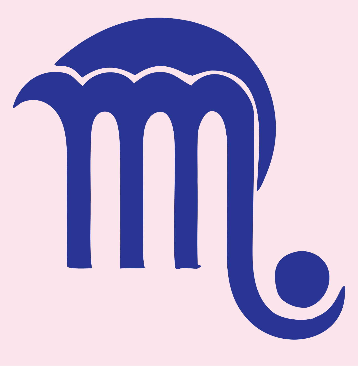 Hand-Drawn Scorpio Symbol Logo #fce4ec/#283593