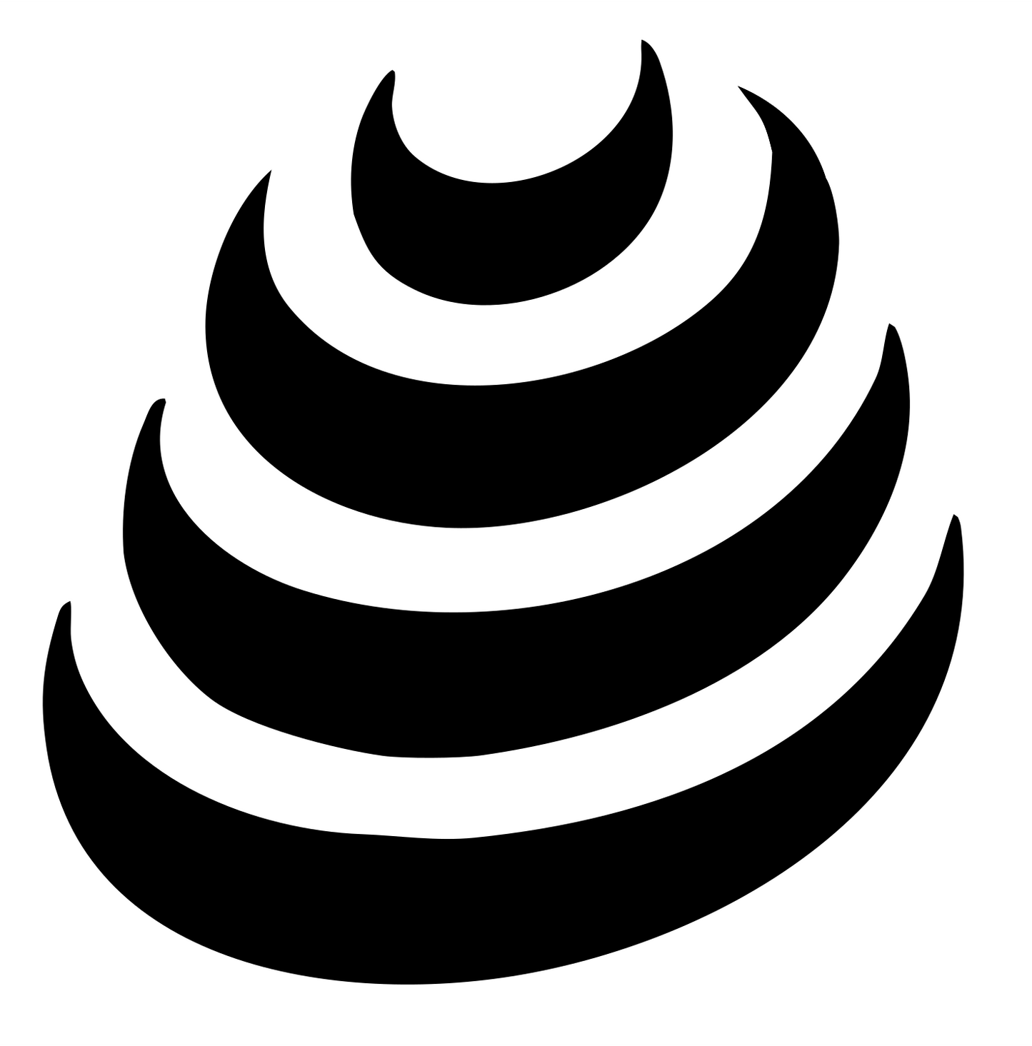 Stacked Crescent Shell Badge #ffffff/#000000