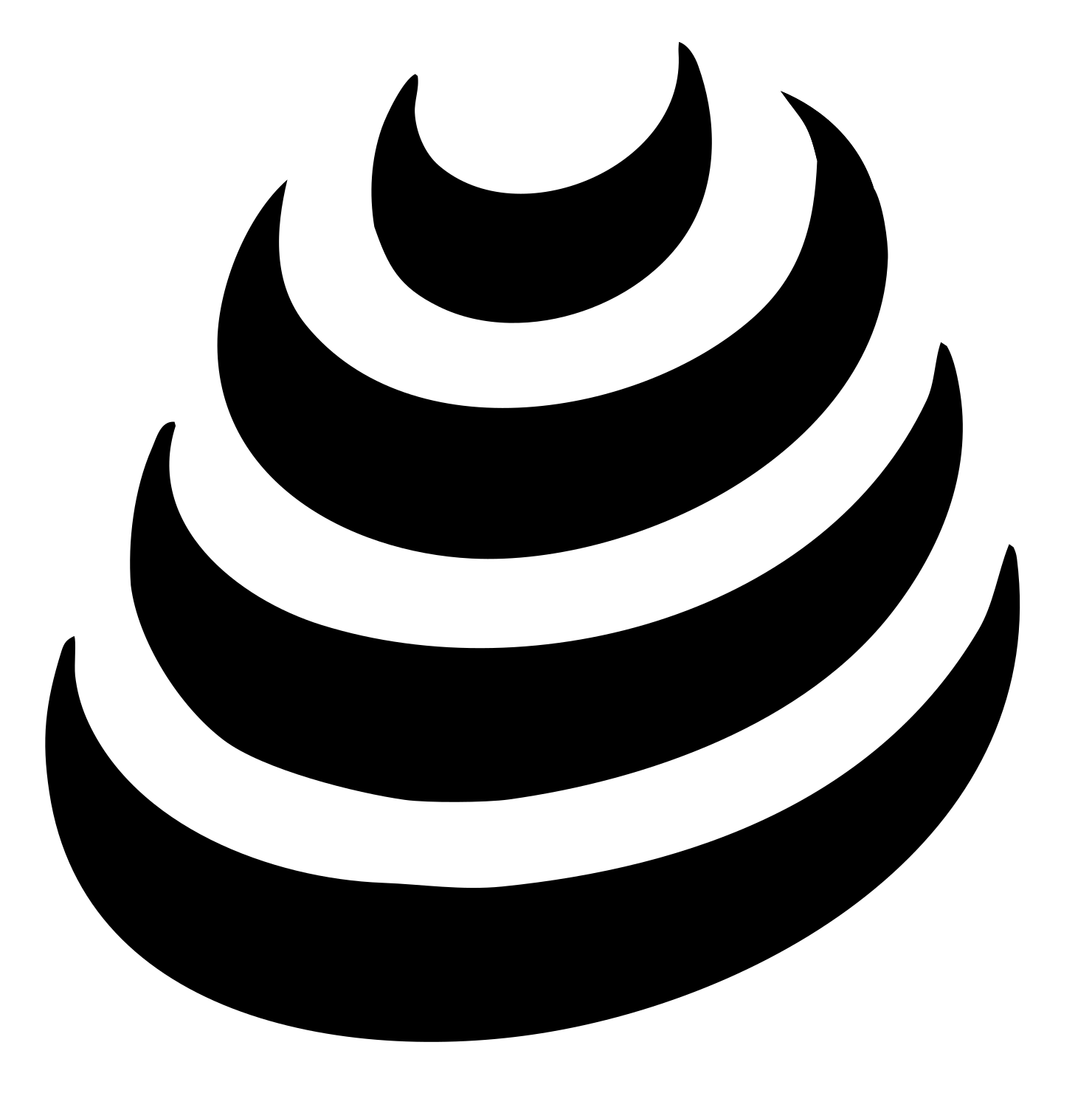 Stacked Crescent Shell Badge #ffffff/#000000