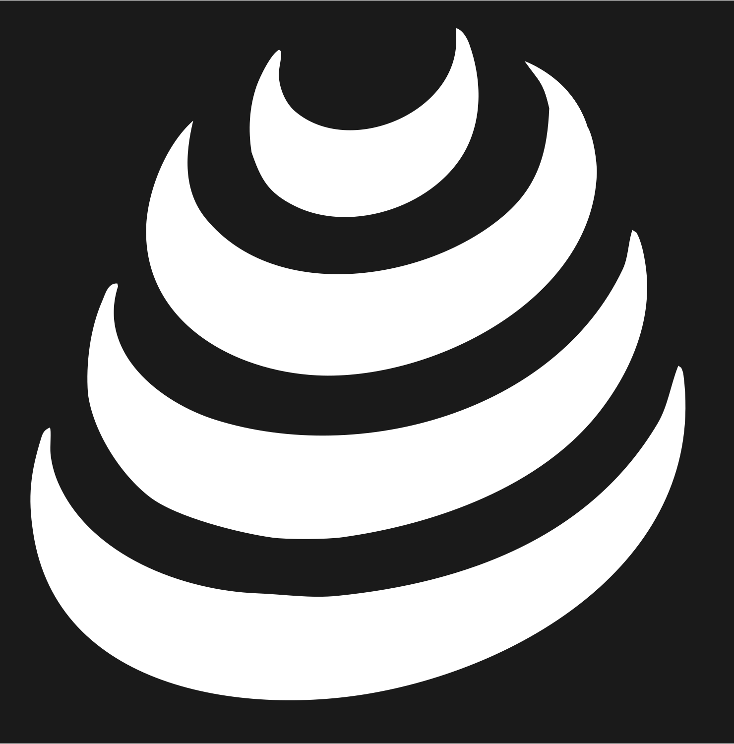 Stacked Crescent Shell Badge #1a1a1a/#ffffff