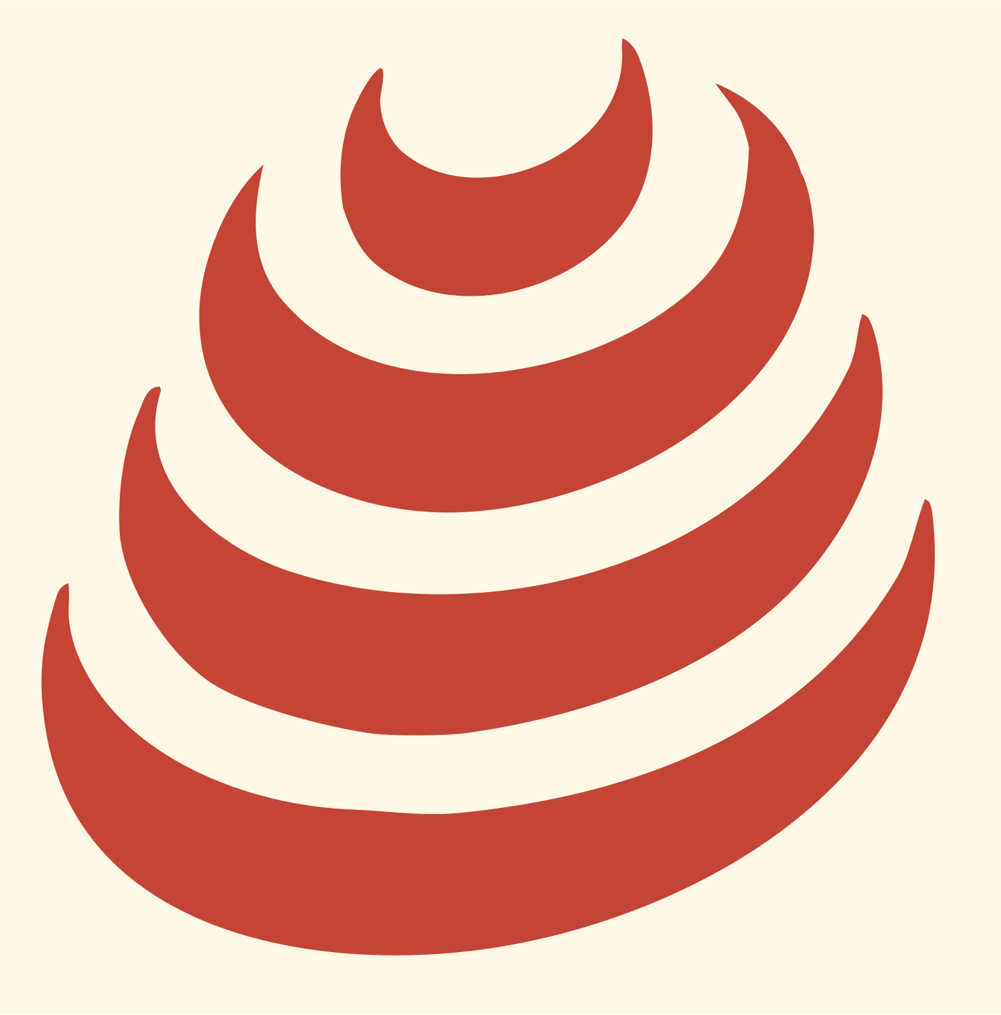 Stacked Crescent Shell Badge #fff8e7/#c44536