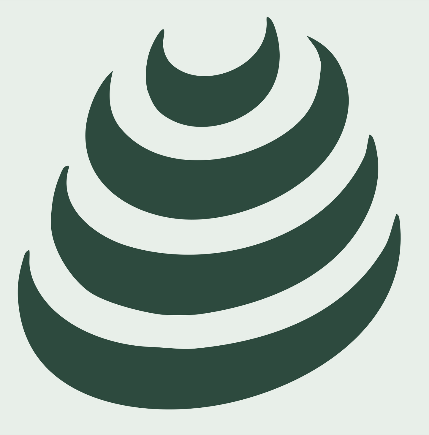 Stacked Crescent Shell Badge #e8efe9/#2d4a3e