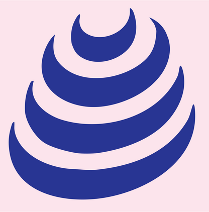 Stacked Crescent Shell Badge #fce4ec/#283593