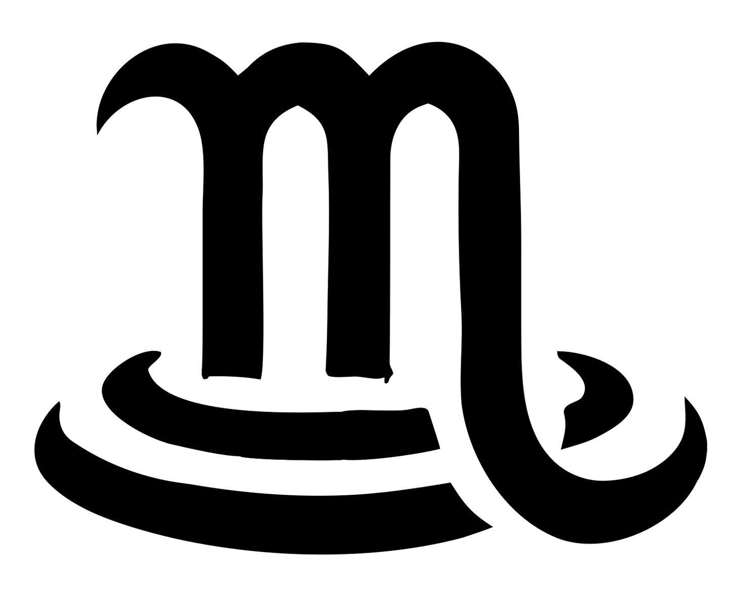 Hand-Drawn Scorpio Glyph Emblem #ffffff/#000000