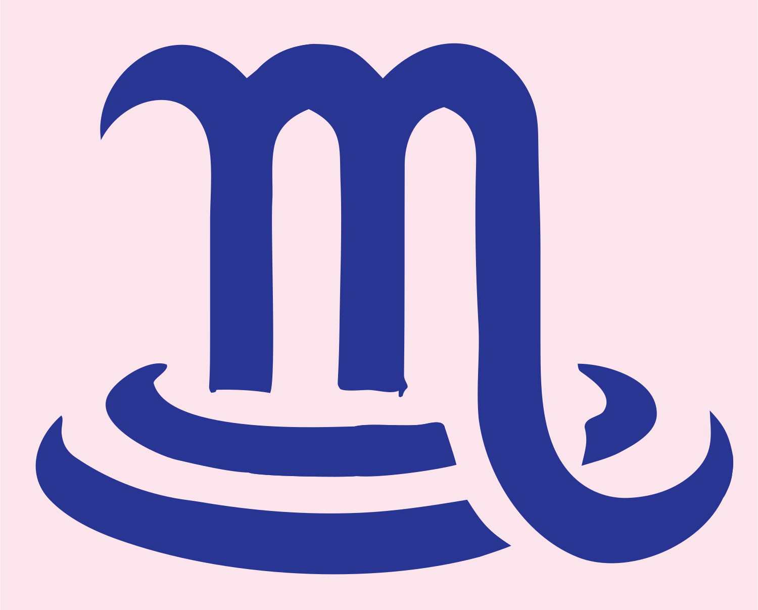 Hand-Drawn Scorpio Glyph Emblem #fce4ec/#283593