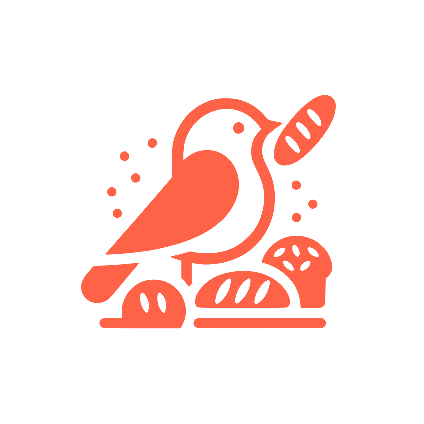 Bird with Bread Logo #FF6347