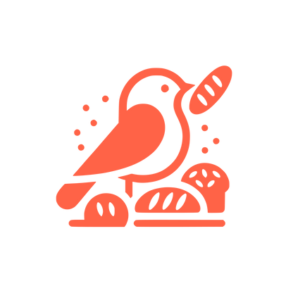 Bird with Bread Logo #FF6347
