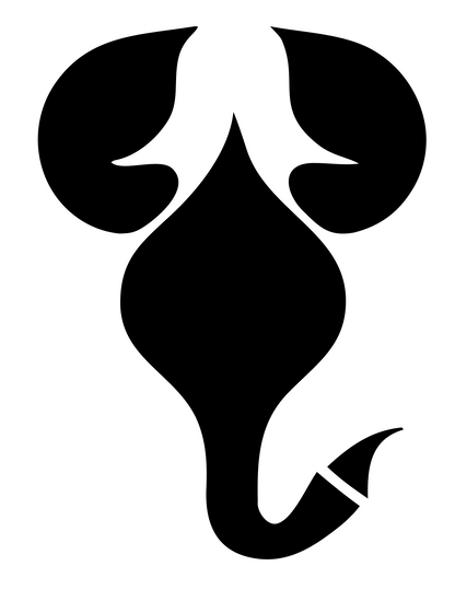 Elephant Head Zodiac Icon #ffffff/#000000