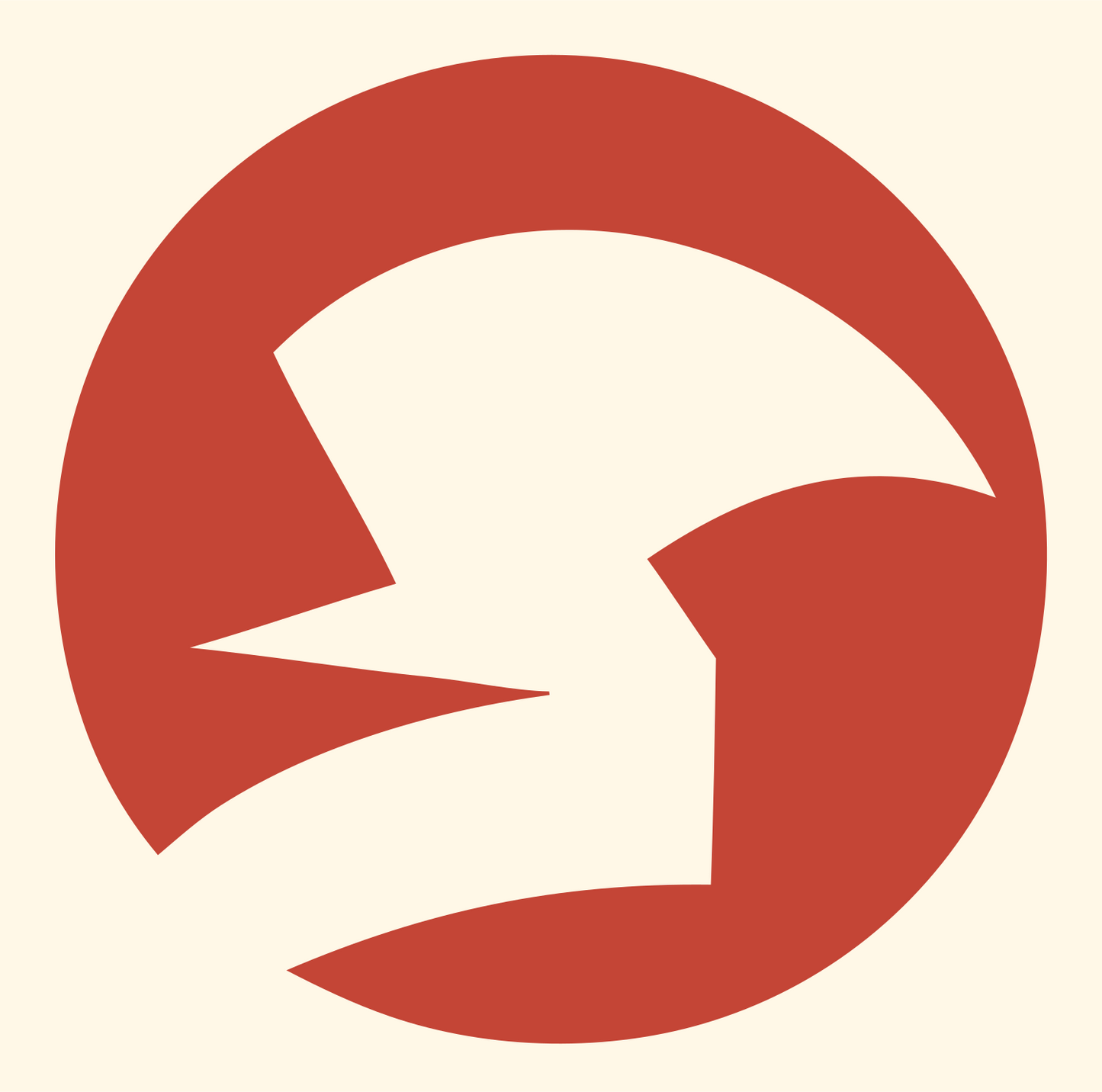 Negative Space Sparrow Circle Badge #fff8e7/#c44536
