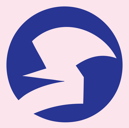 Negative Space Sparrow Circle Badge #fce4ec/#283593
