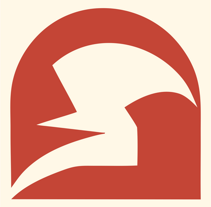 Negative Space Spartan Helmet Crest #fff8e7/#c44536
