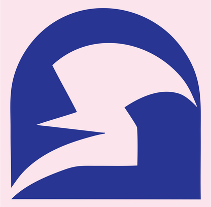 Negative Space Spartan Helmet Crest #fce4ec/#283593