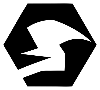 Negative Space Raven Hexagon Badge #ffffff/#000000