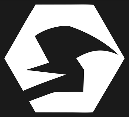 Negative Space Raven Hexagon Badge #1a1a1a/#ffffff