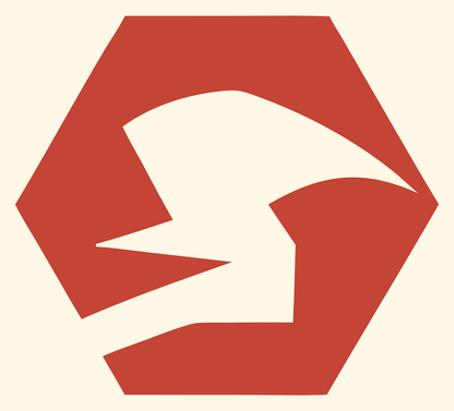 Negative Space Raven Hexagon Badge #fff8e7/#c44536