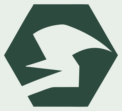 Negative Space Raven Hexagon Badge #e8efe9/#2d4a3e