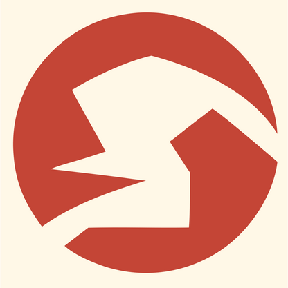 Negative Space Scorpion Circle Logo #fff8e7/#c44536