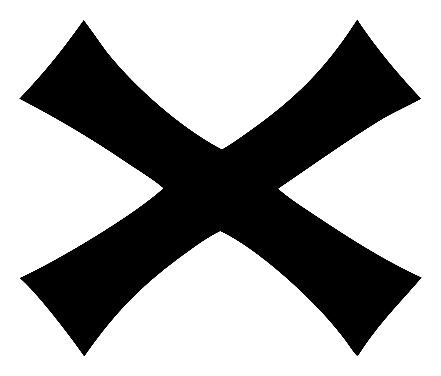 Curved X Cross Mark #ffffff/#000000