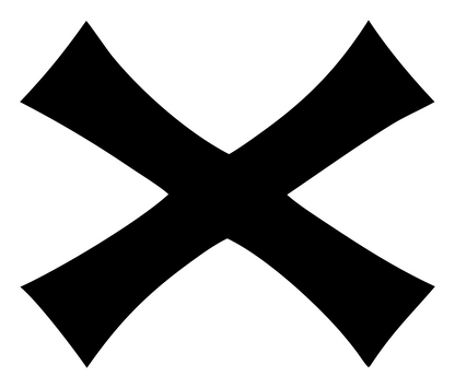 Curved X Cross Mark #ffffff/#000000