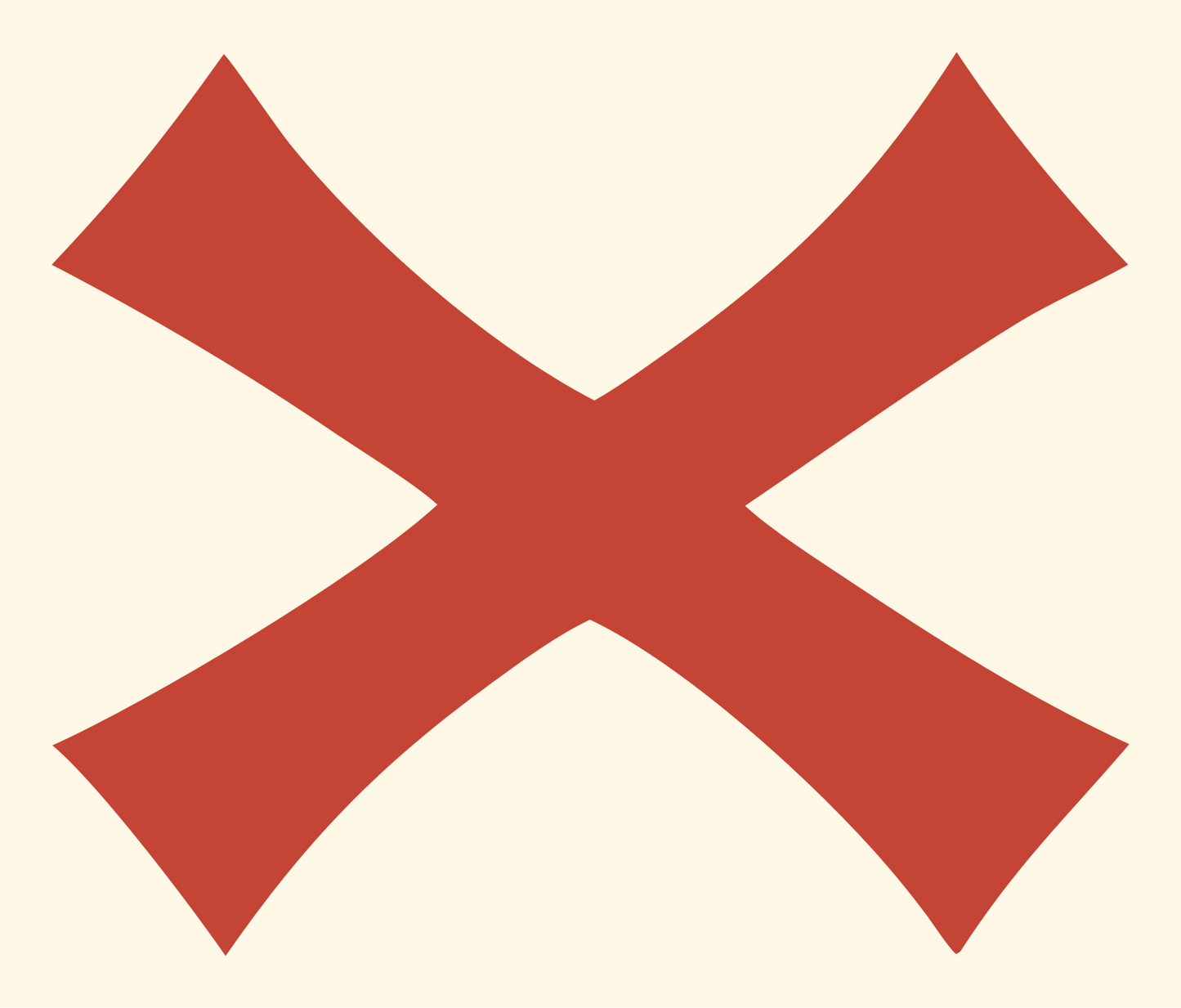 Curved X Cross Mark #fff8e7/#c44536