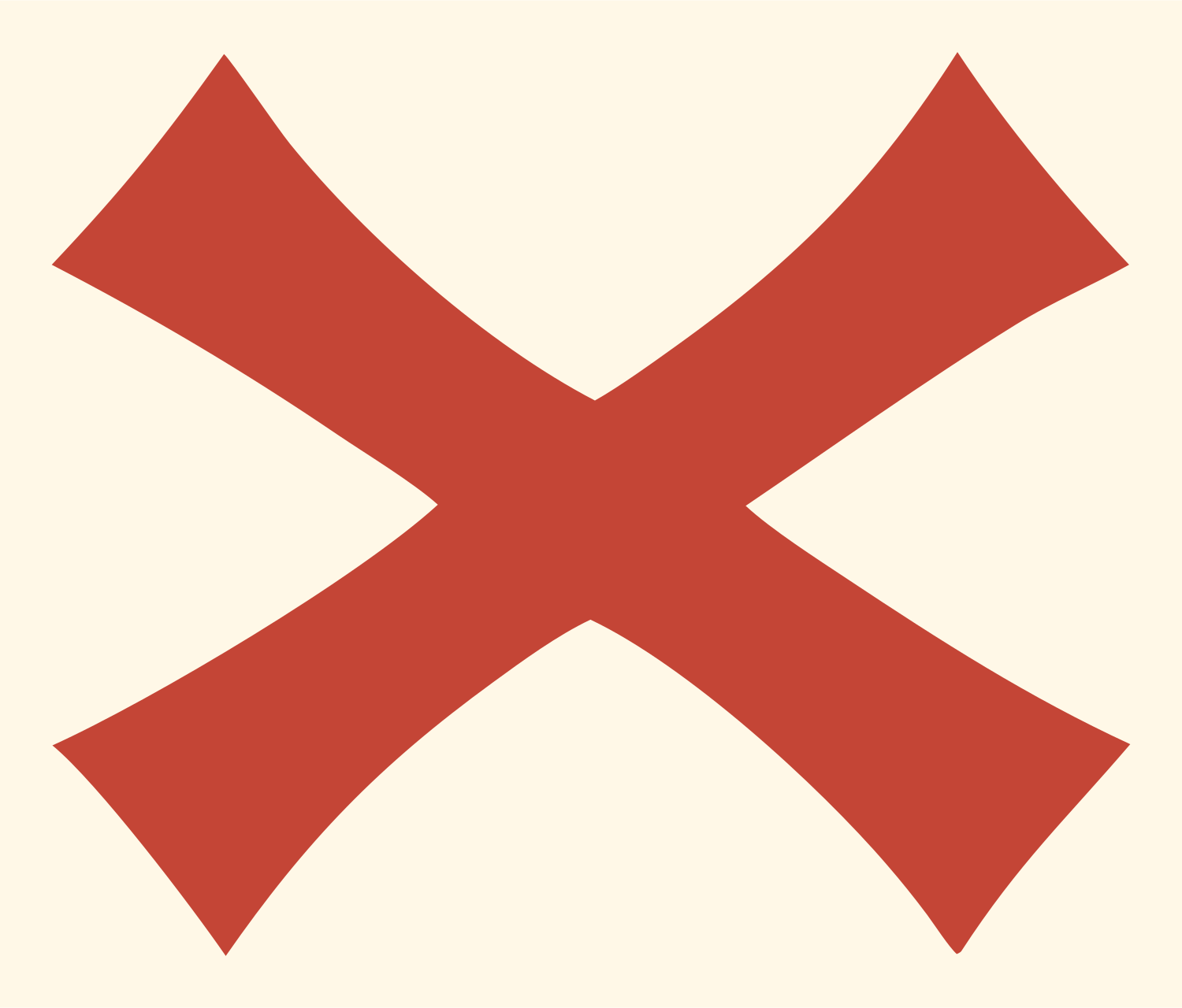 Curved X Cross Mark #fff8e7/#c44536